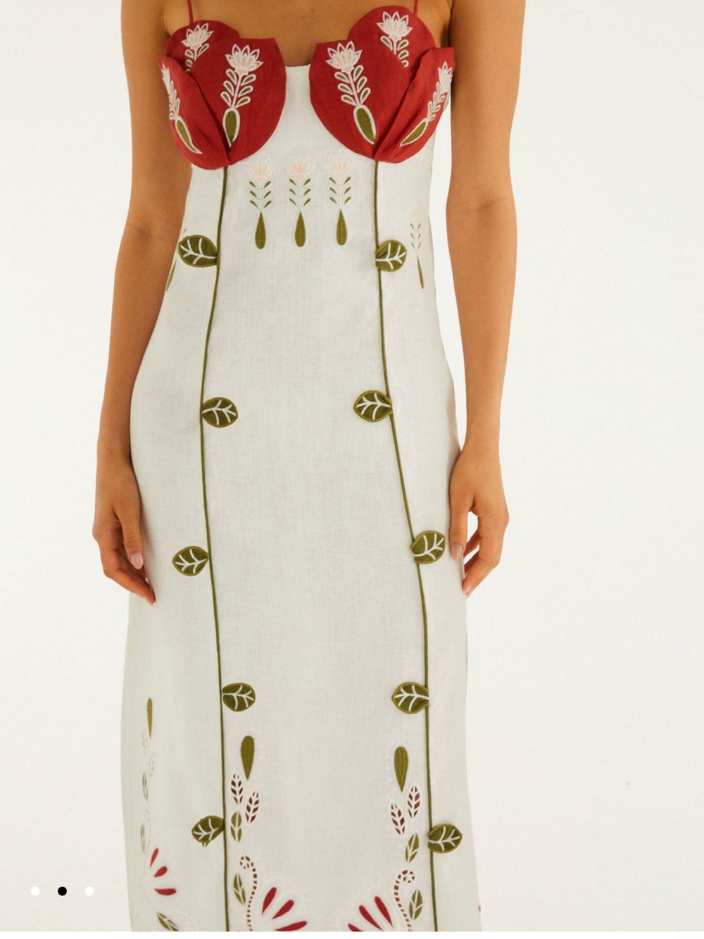 FARM Rio ❤️ Vicky Montanari Off White Tulip Richelieu Embroidered midi dress S - Picture 5 of 11